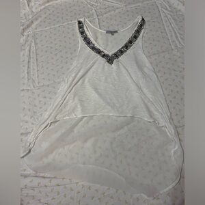 BEADED HIGH-LOW MESH BACK WHITE TANK TOP SIZE XS CHARLOTTE RUSSE